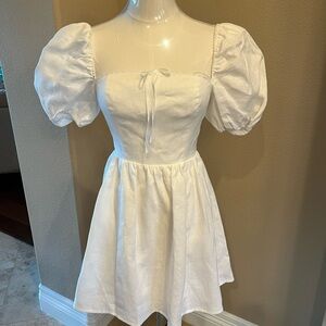 White Puff Sleeve Dress